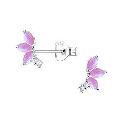 Wholesale Sterling Silver Geometric Opal Ear Studs - JD23656