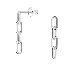 Wholesale Sterling Silver Square Paperclip Chain Ear Studs - JD24448