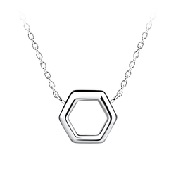 Wholesale Sterling Silver Hexagon Necklace - JD24173