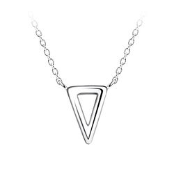 Wholesale Sterling Silver Triangle Necklace - JD24183 Wholesale Sterling Silver Triangle Necklace - JD24183