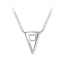 Wholesale Sterling Silver Triangle Necklace - JD24184