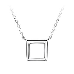 Wholesale Sterling Silver Square Necklace - JD24193