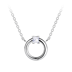 Wholesale Sterling Silver Circle Necklace  - JD24146
