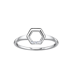 Wholesale Sterling Silver Hexagon Ring - JD24096