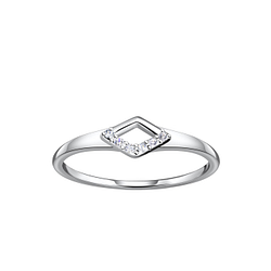 Wholesale Sterling Silver Diamond Shaped Ring - JD24100 Wholesale Sterling Silver Diamond Shaped Ring - JD24100