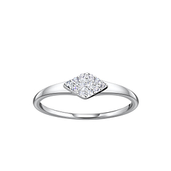 Wholesale Sterling Silver Diamond Shaped Ring - JD24101 Wholesale Sterling Silver Diamond Shaped Ring - JD24101
