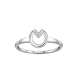 Wholesale Sterling Silver Circle V Ring - JD24106 Wholesale Sterling Silver Circle V Ring - JD24106