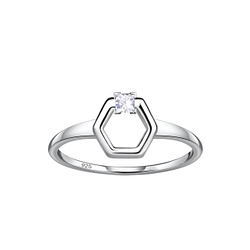 Wholesale Sterling Silver Hexagon Ring - JD24111