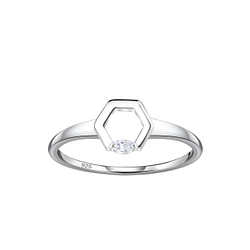 Wholesale Sterling Silver Hexagon Ring - JD24112