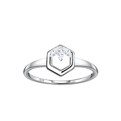 Wholesale Sterling Silver Hexagon Ring - JD24113 Wholesale Sterling Silver Hexagon Ring - JD24113