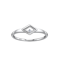 Wholesale Sterling Silver Diamond Shaped Ring - JD24119 Wholesale Sterling Silver Diamond Shaped Ring - JD24119