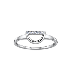 Wholesale Sterling Silver Semi Circle Ring - JD24124 Wholesale Sterling Silver Semi Circle Ring - JD24124