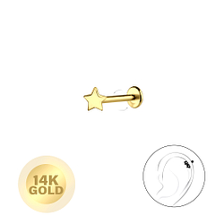 Wholesale 14ct Solid Gold - Star Labret with 3mm Disc - JD24663 Wholesale 14ct Solid Gold - Star Labret with 3mm Disc - JD24663