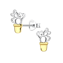 Wholesale Sterling Silver Cactus Ear Studs - JD24511