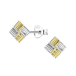 Wholesale Sterling Silver Patterned Square Ear Studs  - JD24505