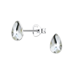 Wholesale 3x5mm Pear Crystal Sterling Silver Ear Studs  - JD24732