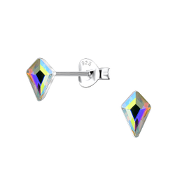 Wholesale 4x6mm Kite Shaped Crystal Sterling Silver Ear Studs - JD24738 Wholesale 4x6mm Kite Shaped Crystal Sterling Silver Ear Studs - JD24738