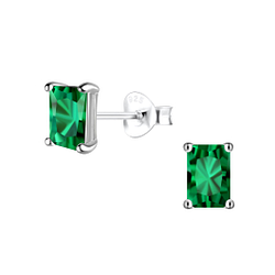 Wholesale 4x6mm Baguette Cubic Zirconia Sterling Silver Ear Studs - JD23379