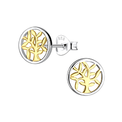 Wholesale Sterling Silver Tree of Life Ear Studs - JD24517