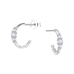 Wholesale Sterling Silver Geometric Half Hoop Ear Studs - JD24894