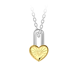 Wholesale Sterling Silver Lock Heart Necklace - JD24540