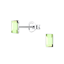 Wholesale 2x5mm Rectangle Crystal Sterling Silver Ear Studs - JD24734