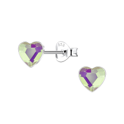Wholesale 6mm Heart Crystal Sterling Silver Ear Studs - JD24737