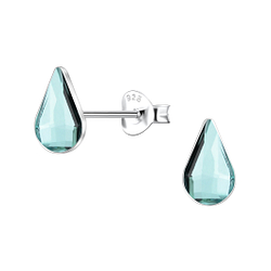 Wholesale 5x8mm Teardrop Crystal Sterling Silver Ear Studs  - JD24739