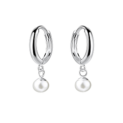 Wholesale Sterling Silver Huggie Earrings with 4mm Freshwater Pearl - JD25140