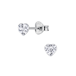 Wholesale Sterling Silver Heart Crystal Ear Studs - JD23953