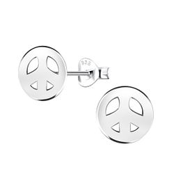 Wholesale Sterling Silver Peace Sign Ear Studs - JD24458