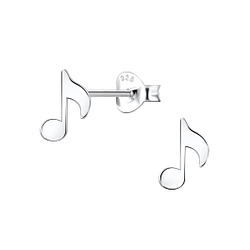 Wholesale Sterling Silver Music Note Ear Studs - JD24466