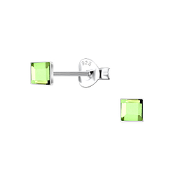Wholesale 3mm Square Crystal Sterling Silver Ear Studs - JD24726 Wholesale 3mm Square Crystal Sterling Silver Ear Studs - JD24726