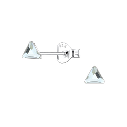 Wholesale 3mm Triangle Crystal Sterling Silver Ear Studs - JD24727