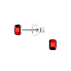 Wholesale 2.5x4mm Rectangle Cushion Crystal Sterling Silver Ear Studs - JD24729