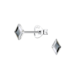Wholesale 3x5mm Diamond Shaped Crystal Sterling Silver Ear Studs - JD24731