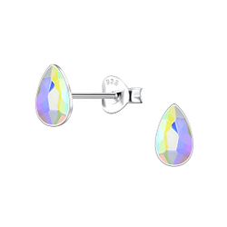 Wholesale 3x5mm Pear Crystal Sterling Silver Ear Studs  - JD24732