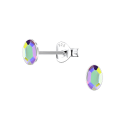 Wholesale 3x5mm Oval Crystal Sterling Silver Ear Studs - JD24733 Wholesale 3x5mm Oval Crystal Sterling Silver Ear Studs - JD24733