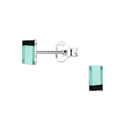 Wholesale 2x5mm Rectangle Crystal Sterling Silver Ear Studs - JD24734
