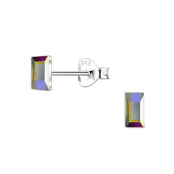 Wholesale 2x5mm Rectangle Glass Sterling Silver Ear Studs - JD24734