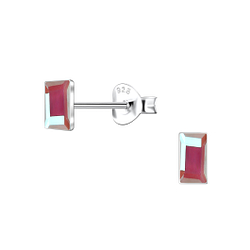 Wholesale 2x5mm Rectangle Glass Sterling Silver Ear Studs - JD24734