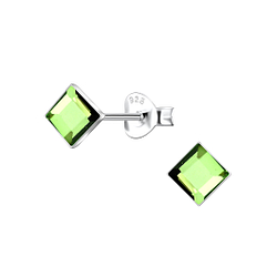 Wholesale 4mm Square Crystal Sterling Silver Ear Studs - JD24735
