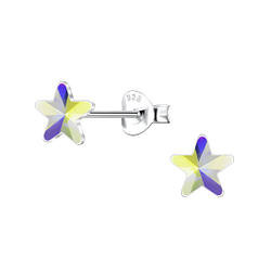 Wholesale 5mm Star Crystal Sterling Silver Ear Studs - JD24736 Wholesale 5mm Star Crystal Sterling Silver Ear Studs - JD24736