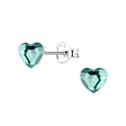 Wholesale 6mm Heart Crystal Sterling Silver Ear Studs - JD24737 Wholesale 6mm Heart Crystal Sterling Silver Ear Studs - JD24737
