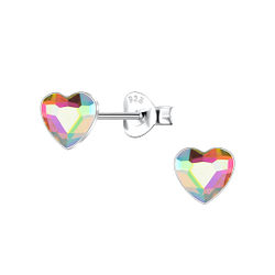 Wholesale 6mm Heart Crystal Sterling Silver Ear Studs - JD24737