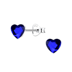 Wholesale 6mm Heart Crystal Sterling Silver Ear Studs - JD24737