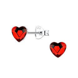 Wholesale 6mm Heart Crystal Sterling Silver Ear Studs - JD24737