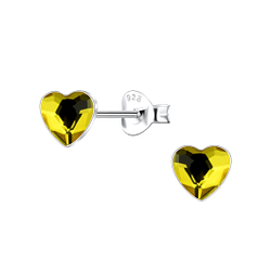 Wholesale 6mm Heart Crystal Sterling Silver Ear Studs - JD24737
