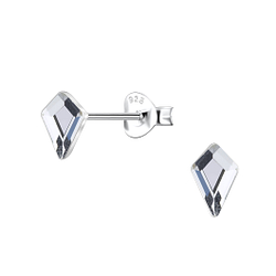 Wholesale 4x6mm Kite Shaped Crystal Sterling Silver Ear Studs - JD24738