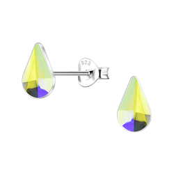 Wholesale 5x8mm Teardrop Crystal Sterling Silver Ear Studs  - JD24739